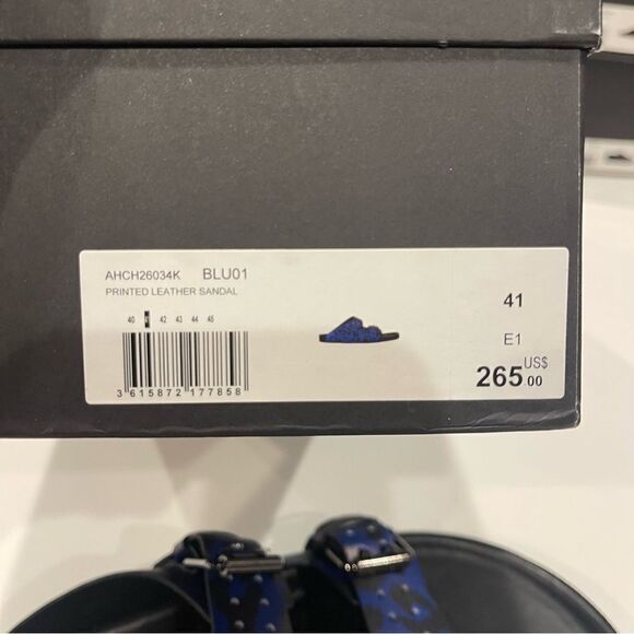 THE KOOPLES BLUE LEATHER LEOPARD-PRINT SANDALS NIB size 41 main image 16